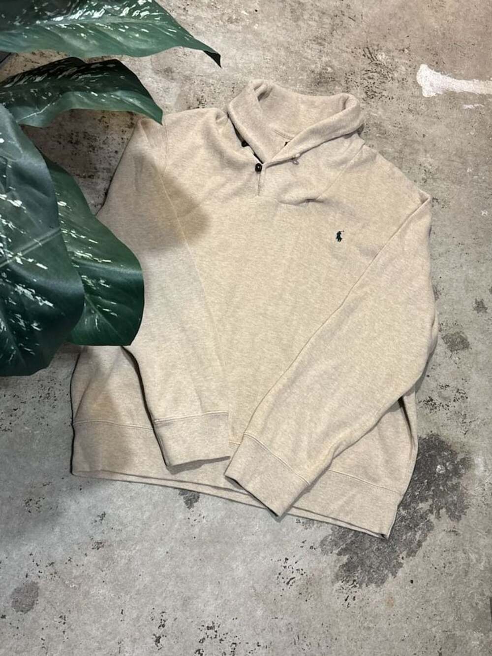 Polo Ralph Lauren Shawl Collar Pullover Size XL Beige Sweatshirt